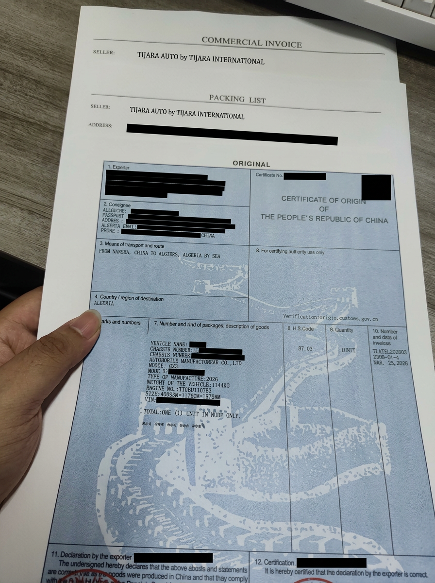 Documents d'export réels : facture commerciale et certificat d'origine